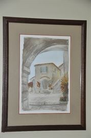 Watercolor "Le Entrée du Village" signed.