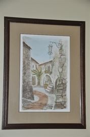 Watercolor "Le Chateau Prince, de Suede" signed.