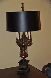 Four Candle Brass and Bronze Table Lamp