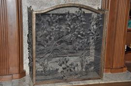 Wrought Iron Three Panel Fireplace Screen circa 1900