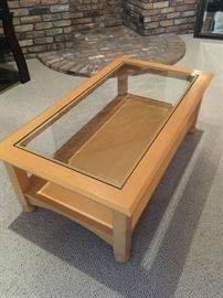 Ethan Allen glass top coffee table
