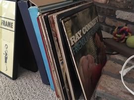 Vinyl records & record frame