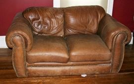 Brown Leather Loveseat
