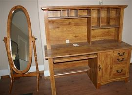 Oval Beveled Mirror & Desk