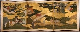 Japanese Tale of Genji screen, 18th century, 39 x 106 inches