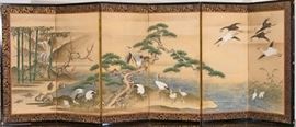 3973 Japanese miniature or doll screen, 19th century, 19 x 50.7 inches