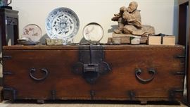Korean money chest, 19th century, plus other gallery items