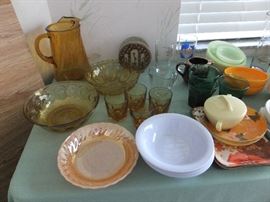 Vintage bowls, glasses and pitcher