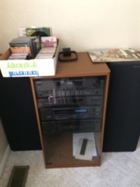 Sony stereo system in cabinet