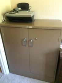 metal storage cabinet, printer