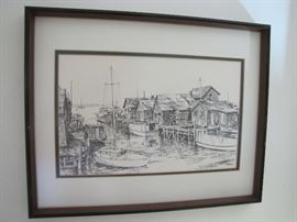 Pencil print of Leland Fishtown