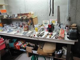 Assorted hand tools and hardware