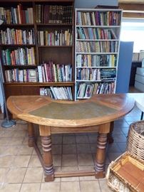 Half circle desk was $150 now only $75,           bookcases and 100's of books