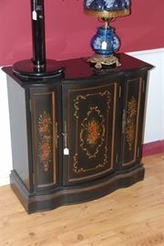 Painted black entry console. 