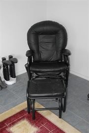 black rocker and matching rocker footstool