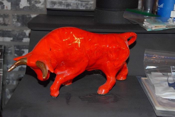 vintage ceramic red bull