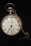 Important Illinois Springfield mens key-wound watch, size 14s. Model "Currie" 1873. Slight case scratching (around opening), runs well.