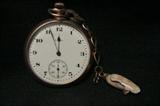 Elgin mens pocket watch with fob. Gilded case, runs well, early 1900s