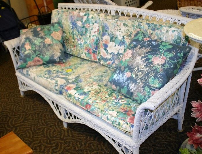 Wicker Sofa, Side Chairs, & Table