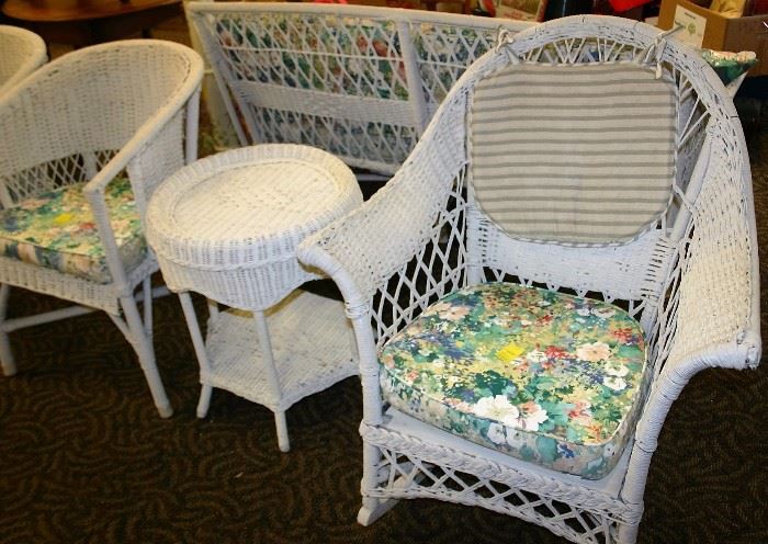 Wicker Sofa, Side Chairs, & Table