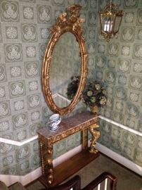 Monumental mirror, one of several very large looking glasses, this is an true antique. look at the crown on this beauty!