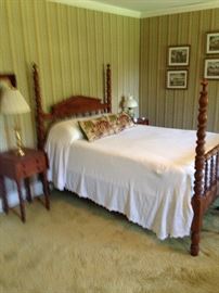 Hand made Tennessee bedroom suite with 4 poster bead, 2 night stands, dresser with mirror and large plantation desk 