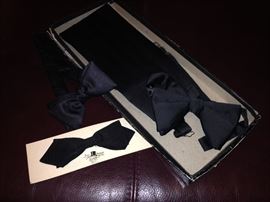 Men's bow ties, match the two vintage tuxedos, tuxedo shirts both worn and unused 