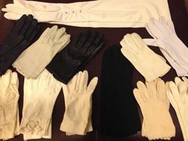 Assortment of ladies formal gloves, leather, cloth, including elbow length. Also large number of pairs of winder gloves, including Isotoner