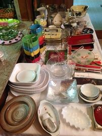 This table in the breakfast room show just some of the sundry kitchen and serving items