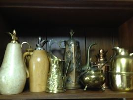 Wood, copper and brass decorative items