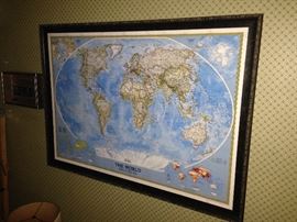 Giant professionally high quality framed map of the world