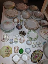 Fancy china, plates, serving bowls