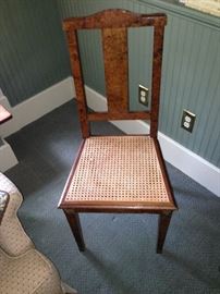 Kreiger of Paris cane bottle chair, burl veneer