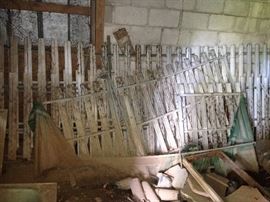 Antique metal fencing, in barn