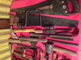 Sheep shearers and other tools from chest