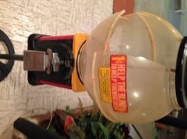 Old plastic globe gumball machine, broken globe
