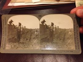 Columbia, Tennessee phosphate mining stereoscope card, notice the miner is a black man.