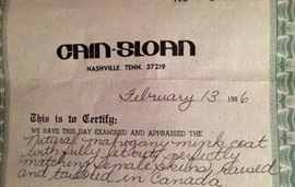 Description of full length mink coat. When new valued at $10,500!