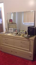 Harmony House dresser w/attached mirror, Princess Diana collectibles, men' s watches, religious pieces