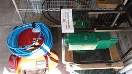 Porter Cable 135 psi air compressor, new air hose and Coleman Powermate 5400 Series Generator