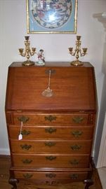 Beautiful walnut desk on stand - English