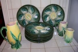 Majolica oyster plates -set of 8