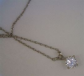 Diamond pendant .50 Ct, 14K white gold chain