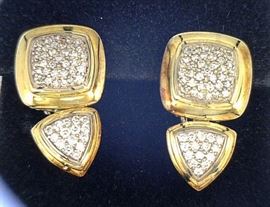 David Yurman 18K and silver earrings, 1 ct total diamond weight