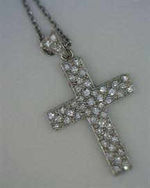 Platinum diamond cross, 1.50 ct