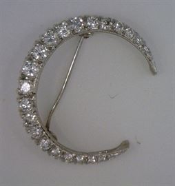 14K white gold antique pin, 1.25 ct diamonds, C. 1910