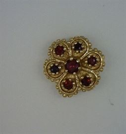 14K slide with garnets