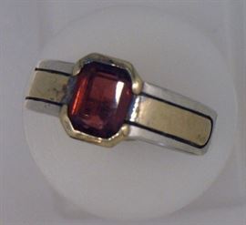 18K yellow gold/sterling garnet band, Cartier