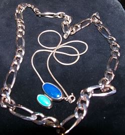 Sterling (center necklace has lapis and turquoise stones
