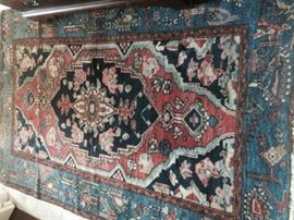 Oriental rug - approximate size is 4 X 6 - great colors - good condition - probably around 100 years old.